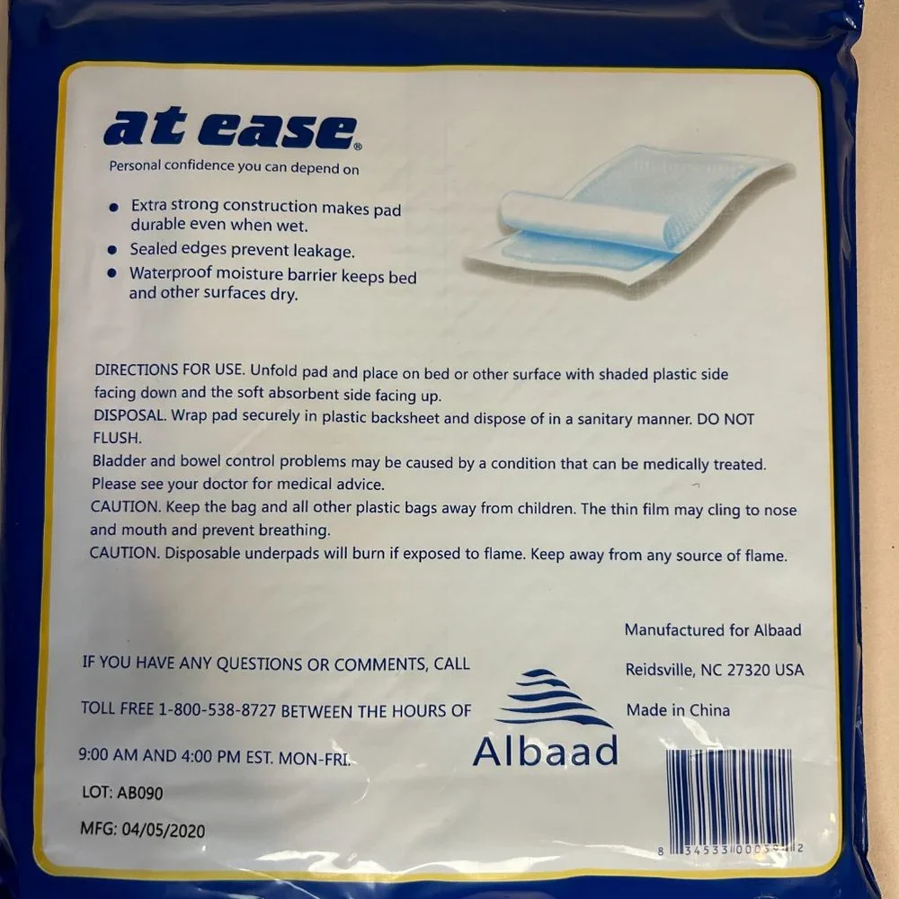 NEW CASE OF 36 Total At Ease Disposable Adult/Pet Underpads